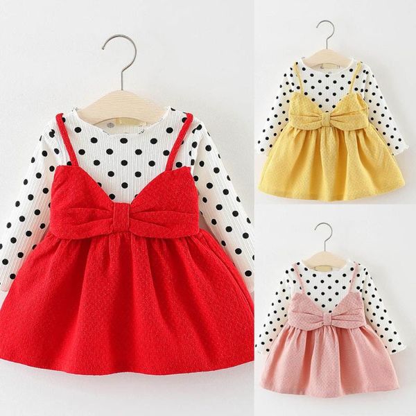 girl's dresses born infant baby girl long sleeve dot bowknot princess dress clothes outfits performance formal outfit, Red;yellow
girl's dresses born infant baby girl long sleeve dot bowknot princess dress clothes outfits performance formal outfit, Red;yellow