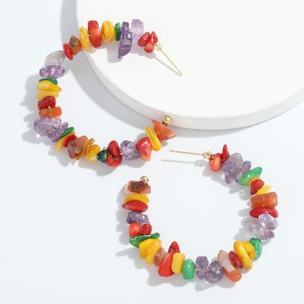 trendy colorful stone c-shaped earrings for women bohemian multicolor natural stones hoop earrings jewelry, Golden;silver
trendy colorful stone c-shaped earrings for women bohemian multicolor natural stones hoop earrings jewelry, Golden;silver