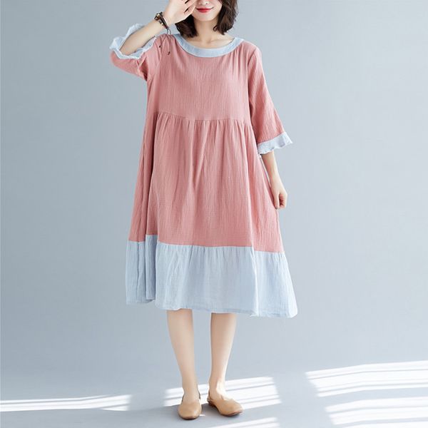 johnature patchwork casual knee-length dresses summer o-neck ruffles half sleeve loose women dresses 210521, Black;gray
johnature patchwork casual knee-length dresses summer o-neck ruffles half sleeve loose women dresses 210521, Black;gray