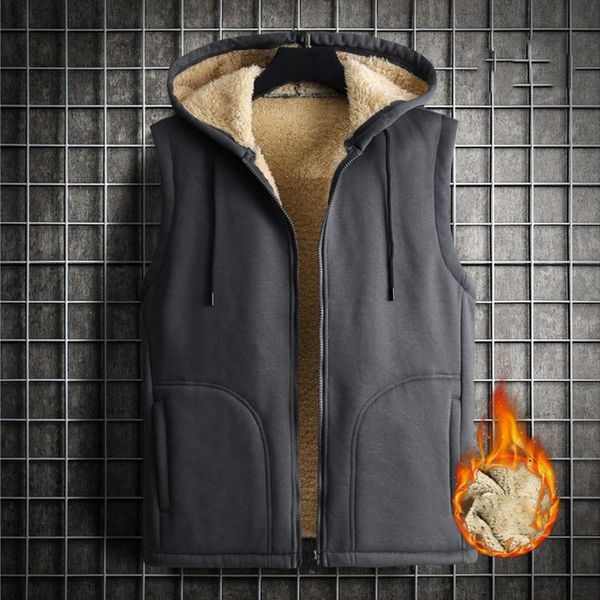 men's vests solid lambswool fleece zipper hooded vest winter casual lamb velvet jacket with pockets, Black;white
men's vests solid lambswool fleece zipper hooded vest winter casual lamb velvet jacket with pockets, Black;white