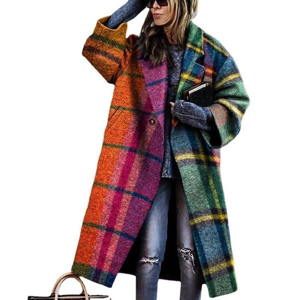 women's wool & blends the 2021 autumn and winter clothing one-button long-sleeved lapel coat printed woolen long, Black
women's wool & blends the 2021 autumn and winter clothing one-button long-sleeved lapel coat printed woolen long, Black