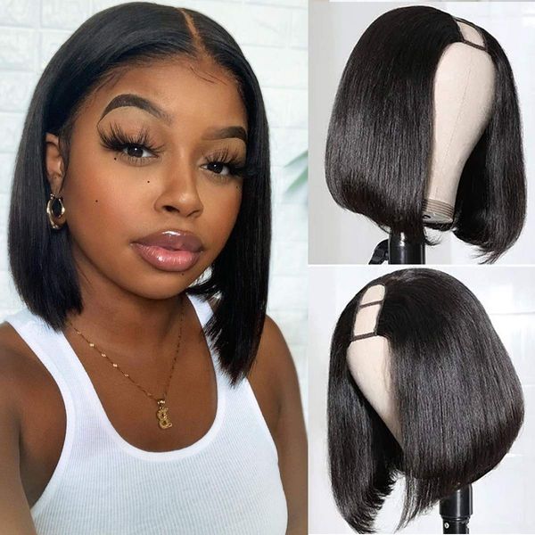 short bob wig u part wig human hair straight human hair wigs for women human hair glueless full machine wigs, Black
short bob wig u part wig human hair straight human hair wigs for women human hair glueless full machine wigs, Black