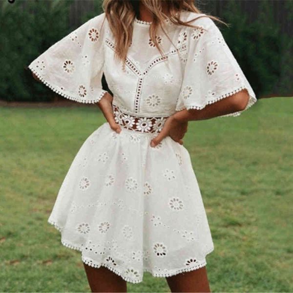 new arrivals white crochet hollow out women flare sleeve cotton embroidery mini summer day dress 210413, Black;gray
new arrivals white crochet hollow out women flare sleeve cotton embroidery mini summer day dress 210413, Black;gray