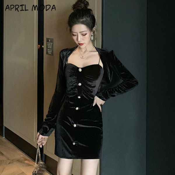 casual dresses 2 piece set women velvet bodycon dress party club long sleeve cropped cardigan two femme robe, Black;gray
casual dresses 2 piece set women velvet bodycon dress party club long sleeve cropped cardigan two femme robe, Black;gray