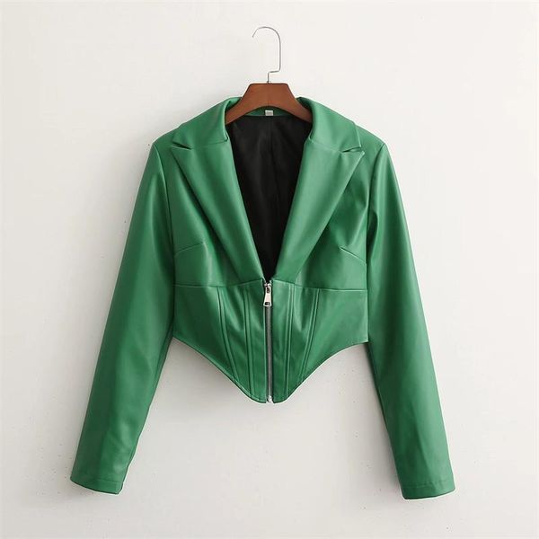 women's jackets woman casual green long sleeve short pu jacket 2021 autumn female slim solid leather ladies high street outerwear, Black;brown
women's jackets woman casual green long sleeve short pu jacket 2021 autumn female slim solid leather ladies high street outerwear, Black;brown
