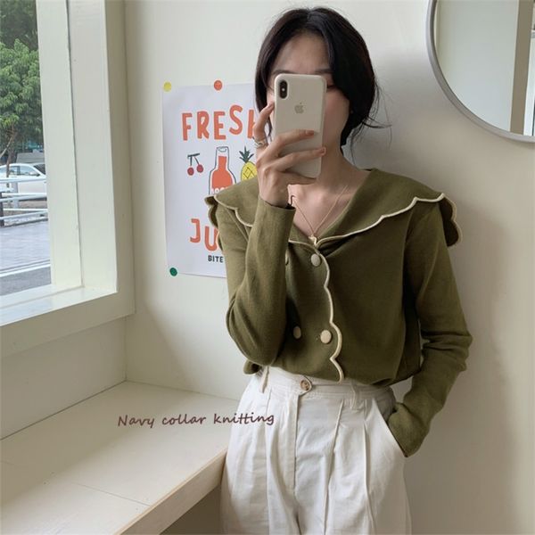 women autumn winter green short sweater coat retro gentle double breasted knitted cardigan casual long sleeve outwear 210812, White
women autumn winter green short sweater coat retro gentle double breasted knitted cardigan casual long sleeve outwear 210812, White