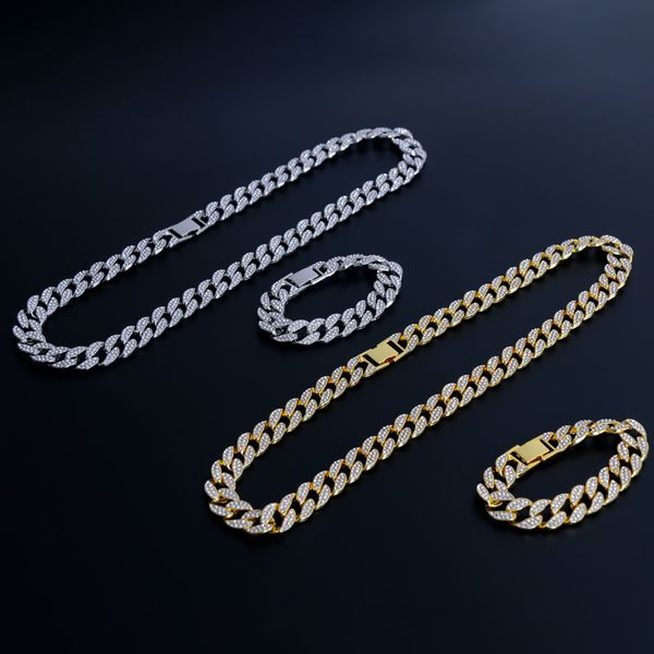 hip hop 2pcs kit miami curb cuban chain necklace 13-15mm golden iced out paved rhinestones cz bling rapper necklaces men jewelry x0509, Black
hip hop 2pcs kit miami curb cuban chain necklace 13-15mm golden iced out paved rhinestones cz bling rapper necklaces men jewelry x0509, Black