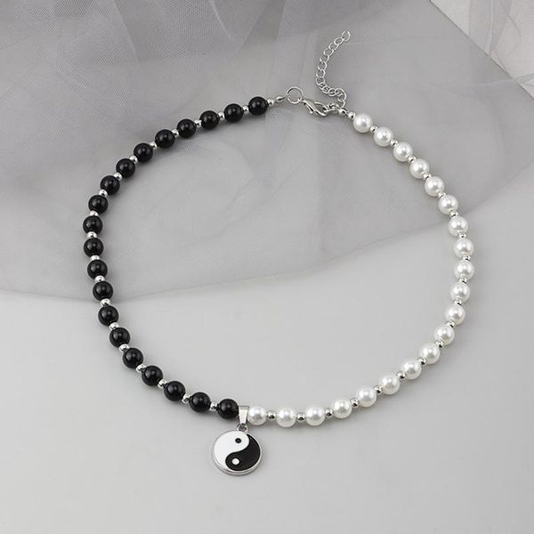 pendant necklaces punk black white imitation pearl beads choker necklace for men collier statement round gossip jewelry, Silver
pendant necklaces punk black white imitation pearl beads choker necklace for men collier statement round gossip jewelry, Silver