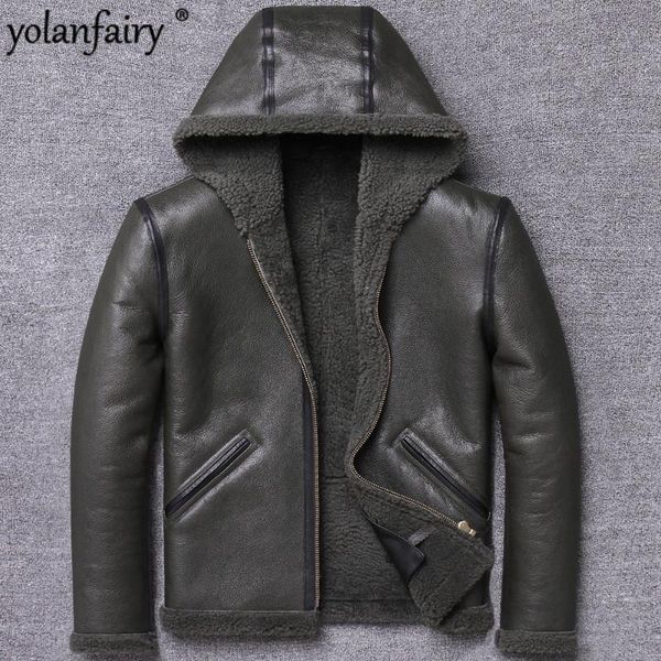 men's leather & faux genuine jacket hooded vintage short winter real fur coat men sheepskin jackets shearling wool m1901 kj3199, Black
men's leather & faux genuine jacket hooded vintage short winter real fur coat men sheepskin jackets shearling wool m1901 kj3199, Black