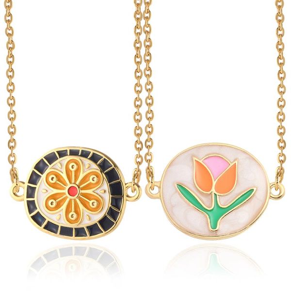 pendant necklaces enamel flower necklace for women colorful plants couple neckalce female stainless steel long chain link collars, Silver
pendant necklaces enamel flower necklace for women colorful plants couple neckalce female stainless steel long chain link collars, Silver
