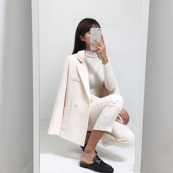 customized fashion women's single buckle solid color suit two-piece (coat + pants) business formal two piece pants, White
customized fashion women's single buckle solid color suit two-piece (coat + pants) business formal two piece pants, White