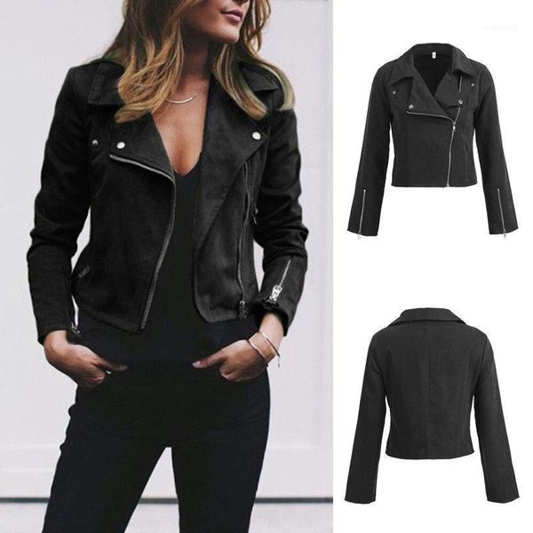 women's jackets women jacket coat biker zip up motorcycle lady lapel flannel casual outwear coats and jackets1, Black;brown