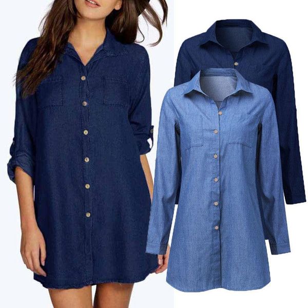 casual dresses women autumn denim dress 2021 summer button up turn-down collar long sleeve mini pocket plus size short vestido, Black;gray
casual dresses women autumn denim dress 2021 summer button up turn-down collar long sleeve mini pocket plus size short vestido, Black;gray