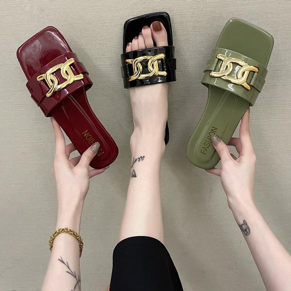 slippers comfortable non-slip fairy summer outdoor metal chain fashion personality versatile sandal, Black
slippers comfortable non-slip fairy summer outdoor metal chain fashion personality versatile sandal, Black