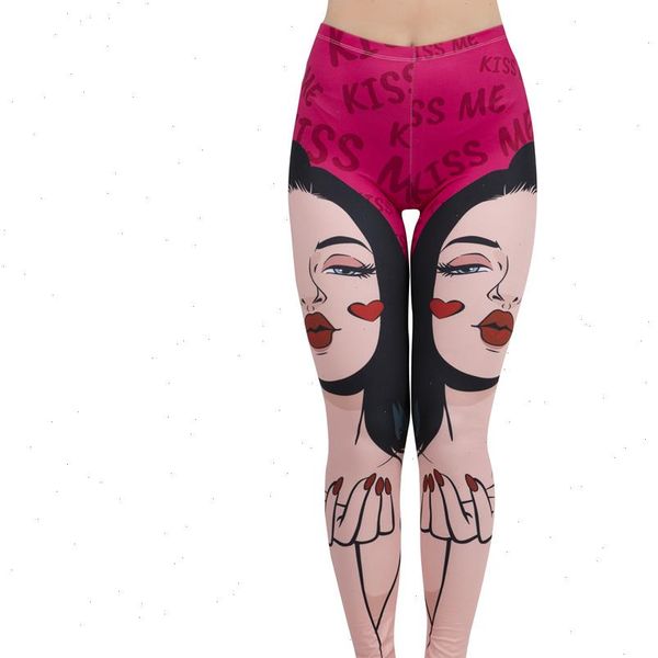 kiss me printing leggins slim women leggings high elasticity legins fitness pants drop, Black 
kiss me printing leggins slim women leggings high elasticity legins fitness pants drop, Black