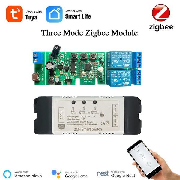 smart home control tuya 5~32v zigbee switch module 2 channel with rf433 inching / self-lock interlock app alexa compatible
smart home control tuya 5~32v zigbee switch module 2 channel with rf433 inching / self-lock interlock app alexa compatible