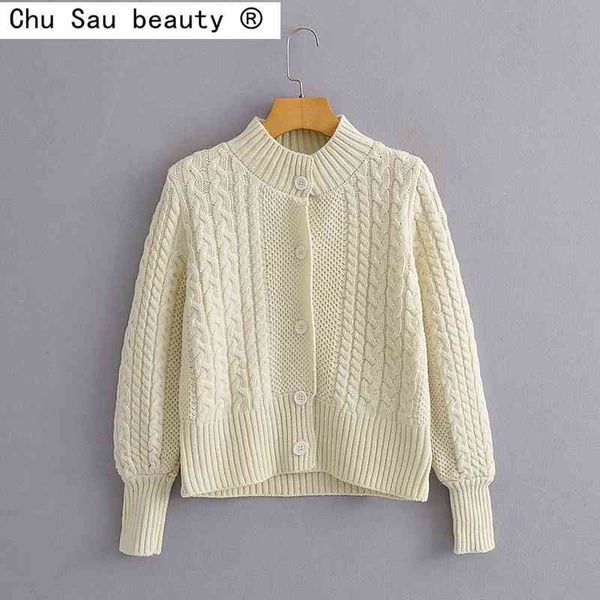 fashion korean style slim stand-up collar vintage twist long-sleeved short knitted cardigan sweaters jacket women 210508, White
fashion korean style slim stand-up collar vintage twist long-sleeved short knitted cardigan sweaters jacket women 210508, White