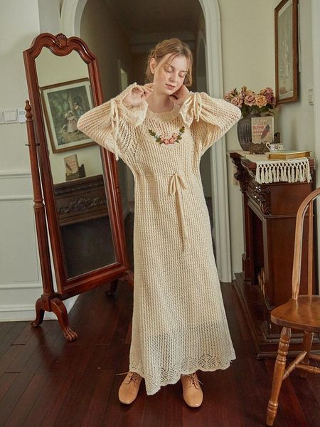 casual dresses women fall winter vintage elegant french handmade embroidery knitted wool dress mori girls hollow out sweater, Black;gray
casual dresses women fall winter vintage elegant french handmade embroidery knitted wool dress mori girls hollow out sweater, Black;gray