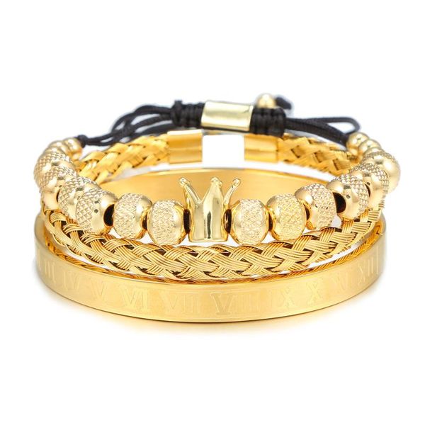 bangle classic roman royal crown charm bracelet set for men stainless steel geometry pulseiras open cuff couple jewelry, Black
bangle classic roman royal crown charm bracelet set for men stainless steel geometry pulseiras open cuff couple jewelry, Black