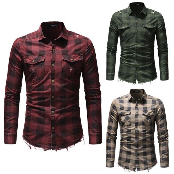 men's casual shirts fashion men shirt long sleeve plaid slim fit cotton denim, White;black
men's casual shirts fashion men shirt long sleeve plaid slim fit cotton denim, White;black