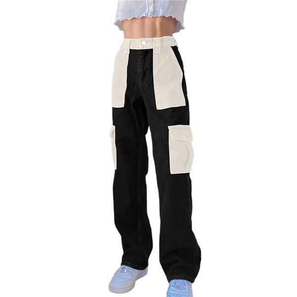xingqing women cargo pants adults color block high waisted straight-leg trousers with pockets ladies streetwear women's & capris, Black;white
xingqing women cargo pants adults color block high waisted straight-leg trousers with pockets ladies streetwear women's & capris, Black;white