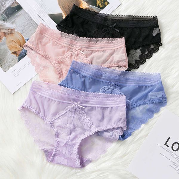 briefs lace women's underwear hollow cotton bottom file shorts perspective, Black;pink
briefs lace women's underwear hollow cotton bottom file shorts perspective, Black;pink