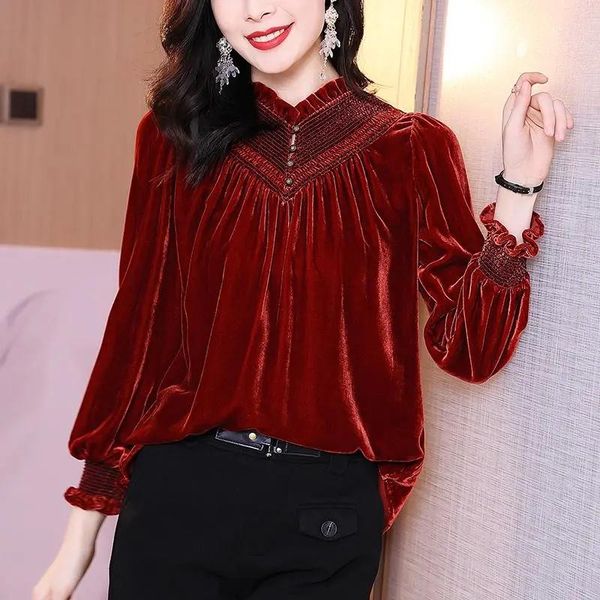 women's blouses & shirts autumn mulberry silk velvet red shirt blusa feminina cotton polyester long sleeve women ladies, White
women's blouses & shirts autumn mulberry silk velvet red shirt blusa feminina cotton polyester long sleeve women ladies, White