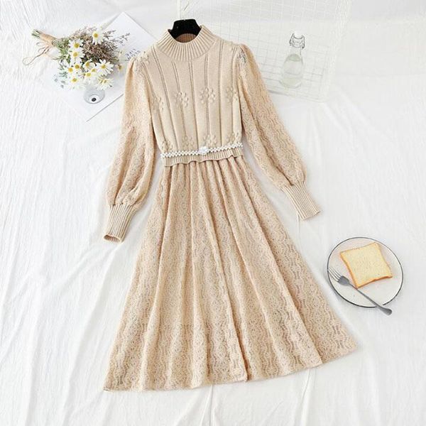 solid color splicing knitted long dress women spring autumn o-neck sleeve lace dresses lady slim elegant vestidos casual, Black;gray
solid color splicing knitted long dress women spring autumn o-neck sleeve lace dresses lady slim elegant vestidos casual, Black;gray