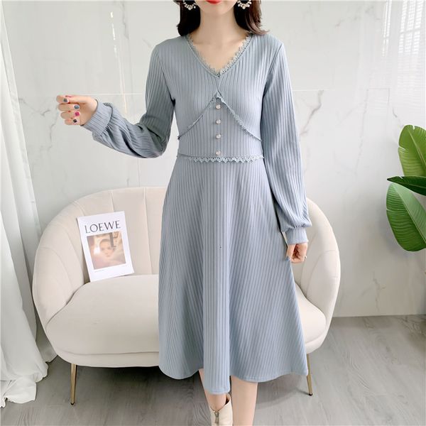 women maxi dresses lace beaded v-neck knitted sweater long dress, Black;gray
women maxi dresses lace beaded v-neck knitted sweater long dress, Black;gray