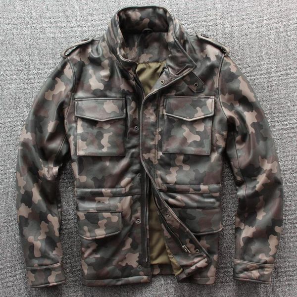 men's leather & faux genuine autumn jacket safari m65 camouflage sheepskin long motorcycle clothing windbreaker, Black
men's leather & faux genuine autumn jacket safari m65 camouflage sheepskin long motorcycle clothing windbreaker, Black