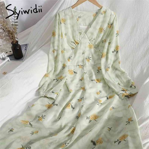 fashion floral print high waist dresses women long sleeve v-neck a-line bow lace up green clothing summer korean 210607, Black;gray
fashion floral print high waist dresses women long sleeve v-neck a-line bow lace up green clothing summer korean 210607, Black;gray