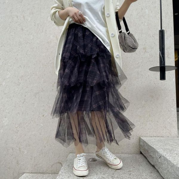 skirts tvvovvin fashion plaid irregular spliced mesh skirt spring stylish stretch high waist mid-length prqu, Black
skirts tvvovvin fashion plaid irregular spliced mesh skirt spring stylish stretch high waist mid-length prqu, Black