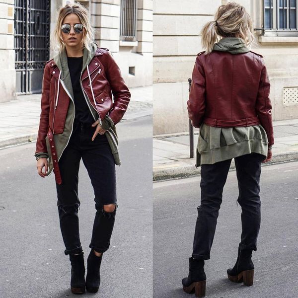 women's leather & faux autumn and winter turn-down collar zipper coat yellow light blue pink jacket 8qi8, Black
women's leather & faux autumn and winter turn-down collar zipper coat yellow light blue pink jacket 8qi8, Black