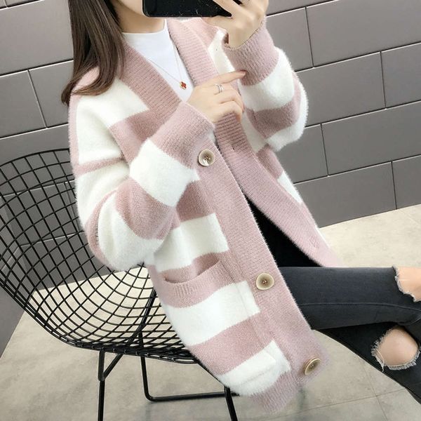 women's jackets coats mink cashmere cardigan 2021 autumn korean medium length with knitted sweater tse3, Black;brown
women's jackets coats mink cashmere cardigan 2021 autumn korean medium length with knitted sweater tse3, Black;brown