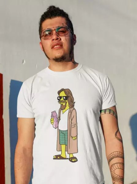 r1 the big lebowski the dude homer funny white t-shirt for jeff bridges s-6xl, White;black
r1 the big lebowski the dude homer funny white t-shirt for jeff bridges s-6xl, White;black
