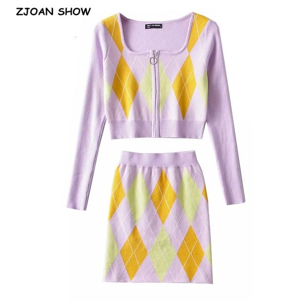 two piece dress 90s vintage zipper argyle plaid knitted cropped cardigan 2 pcs 1 set 2021 women sweater package hips mini skirt y2, White
two piece dress 90s vintage zipper argyle plaid knitted cropped cardigan 2 pcs 1 set 2021 women sweater package hips mini skirt y2, White