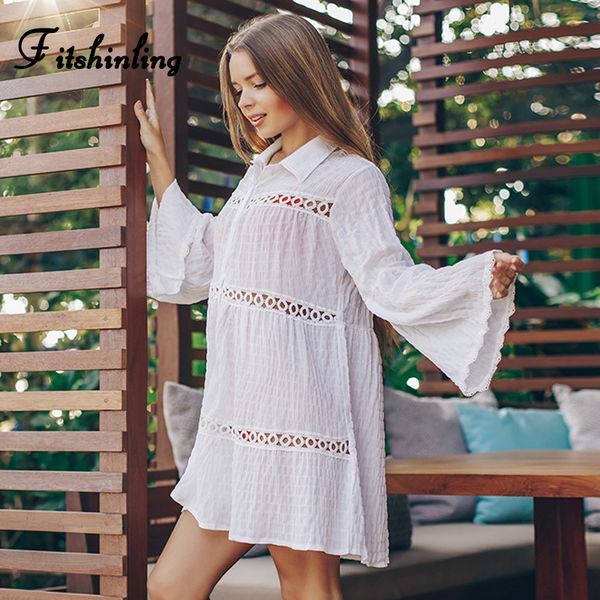 fitshinling hollow out lace splice boho shirt dress cover-up flare sleeve holiday white pareos slim short dresses women new
fitshinling hollow out lace splice boho shirt dress cover-up flare sleeve holiday white pareos slim short dresses women new