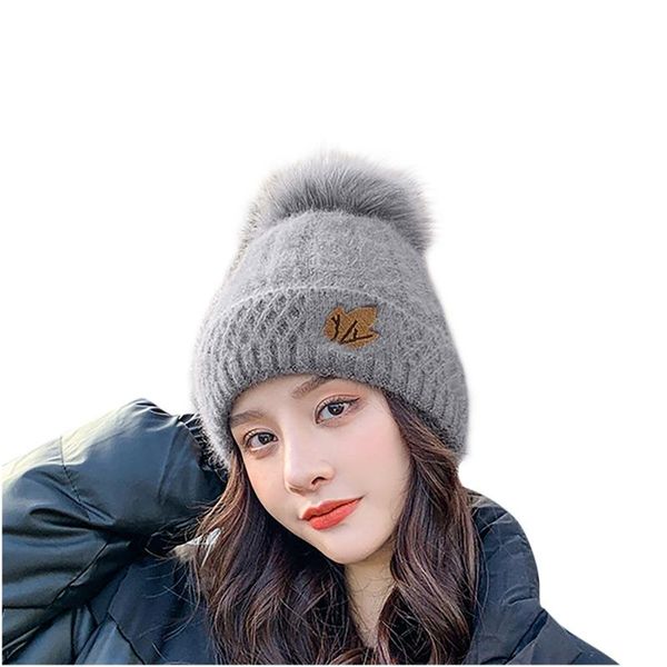 berets fashion woman winter warm hat knit thick padded pompom cashmere beanies accessories, Blue;gray
berets fashion woman winter warm hat knit thick padded pompom cashmere beanies accessories, Blue;gray