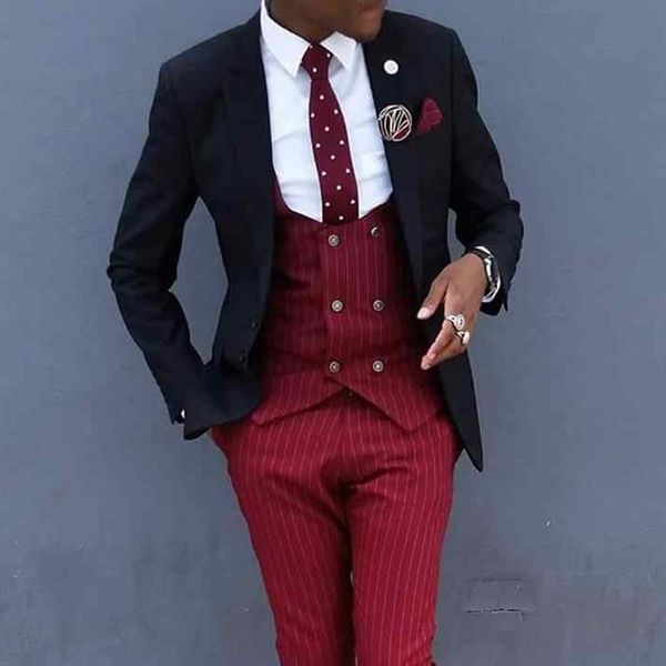 men's suits & blazers red pinstripe slim fit men for wedding prom 3 piece groom tuxedo man set black jacket vest with pants custom male, White;black
men's suits & blazers red pinstripe slim fit men for wedding prom 3 piece groom tuxedo man set black jacket vest with pants custom male, White;black