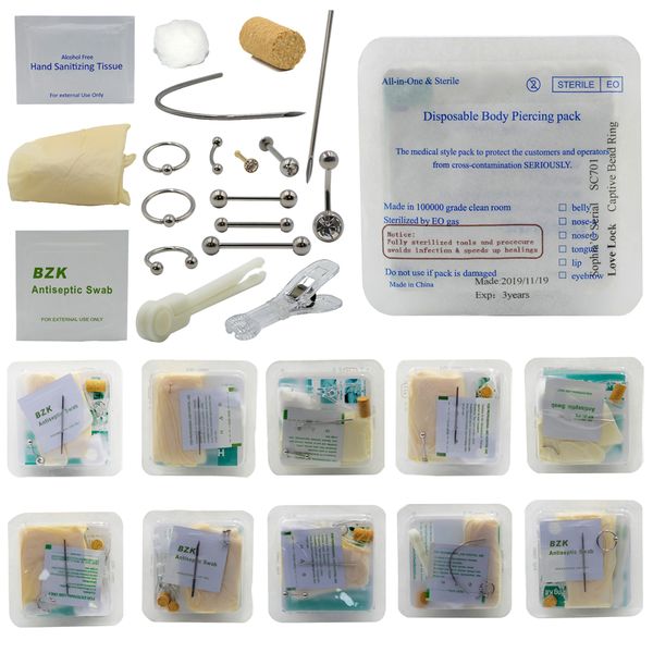 disposable body piercing kit medical sterile piercing pack for ear nose nipple belly navel septum piercer tool machine kit, Silver
disposable body piercing kit medical sterile piercing pack for ear nose nipple belly navel septum piercer tool machine kit, Silver