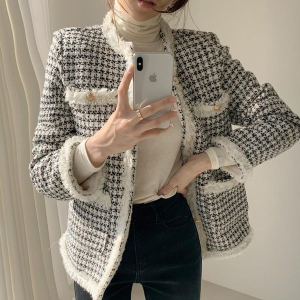 women's jackets vintage houndstooth spliced tassel tweed jacket women winter thicken lambswool elegant long sleeve coat korean wild out, Black;brown
women's jackets vintage houndstooth spliced tassel tweed jacket women winter thicken lambswool elegant long sleeve coat korean wild out, Black;brown