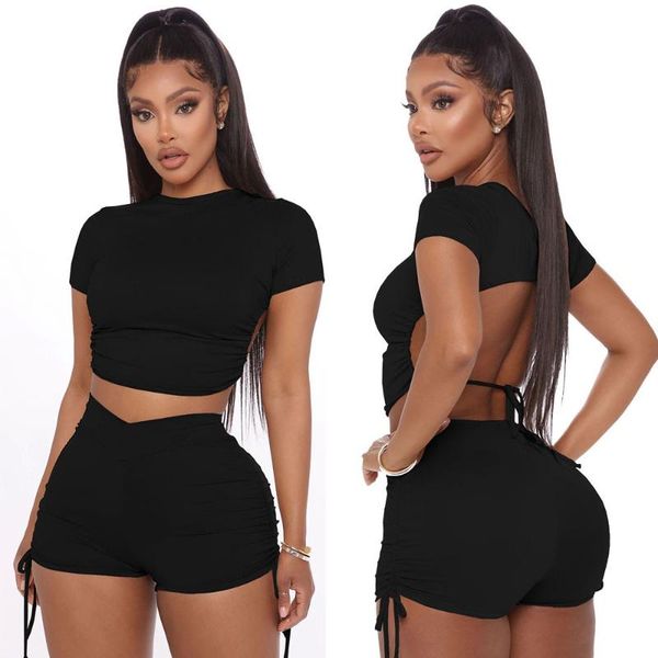 women's tracksuits lady women summer open back crop stacked shorts jogger pnats suit two piece set sport matching outfit fitness tr, Gray
women's tracksuits lady women summer open back crop stacked shorts jogger pnats suit two piece set sport matching outfit fitness tr, Gray