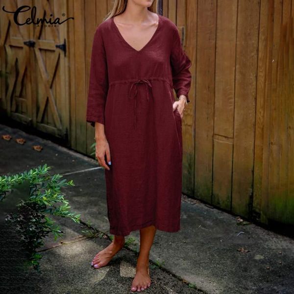 casual dresses women dress solid loose midi celmia women's v-neck fashion party robe vestidos femme, Black;gray
casual dresses women dress solid loose midi celmia women's v-neck fashion party robe vestidos femme, Black;gray