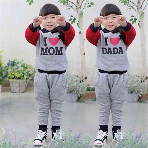 love dd&mm girls sets spring i love mom dada the sport suits for girls kids leisure sets children's clothing 210715, White
love dd&mm girls sets spring i love mom dada the sport suits for girls kids leisure sets children's clothing 210715, White