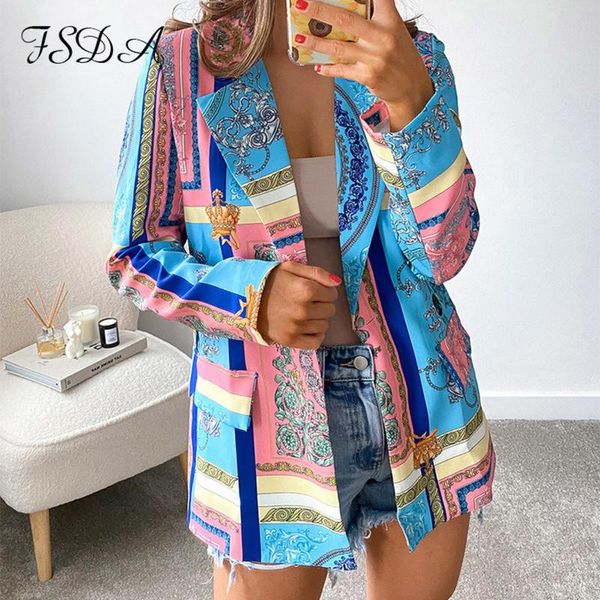 women's suits & blazers fsda vintage blue printe women blazer 2021 autumn winter fashion long sleeve office ladies suit jackets casual, White;black 
women's suits & blazers fsda vintage blue printe women blazer 2021 autumn winter fashion long sleeve office ladies suit jackets casual, White;black