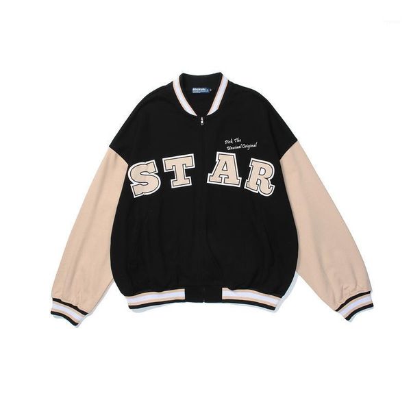 korean color matching embroidery school students long sleeve loose jacket men's and women's thin spring baseball suit jackets, Black;brown
korean color matching embroidery school students long sleeve loose jacket men's and women's thin spring baseball suit jackets, Black;brown