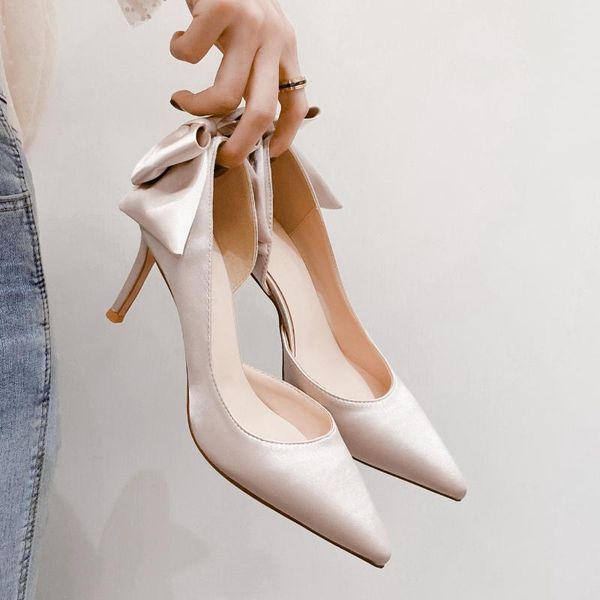 dress shoes pointed-toe bowknot stiletto heel women's 2021 side empty sandals satin low-cut slip-on pumps, Black
dress shoes pointed-toe bowknot stiletto heel women's 2021 side empty sandals satin low-cut slip-on pumps, Black