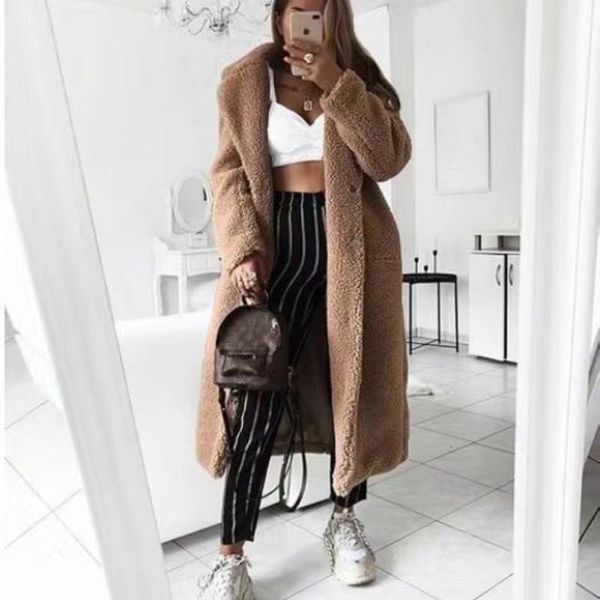 women's wool & blends oversized x-long coat women autumn winter casual plus size long overcoat female thick warm pure color outwear fur, Black
women's wool & blends oversized x-long coat women autumn winter casual plus size long overcoat female thick warm pure color outwear fur, Black
