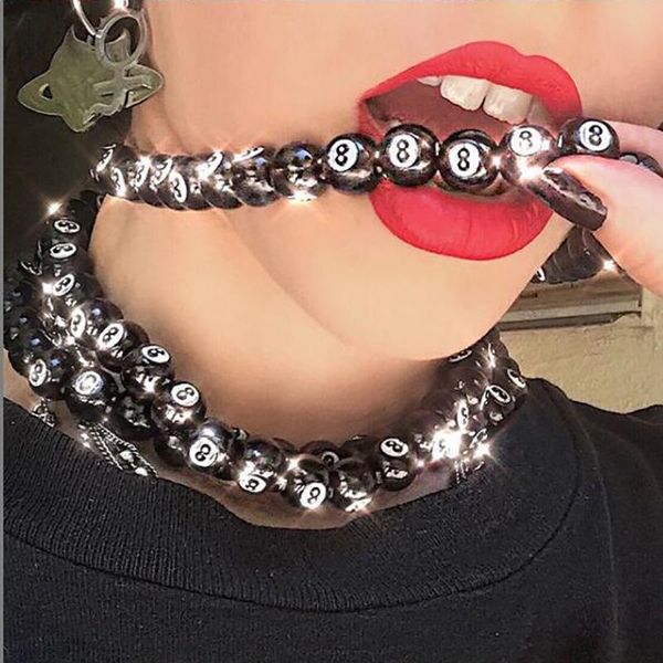 chokers acrylic bead necklace black color 8 ball choker creative dice charm for women hip hop jewelry, Golden;silver
chokers acrylic bead necklace black color 8 ball choker creative dice charm for women hip hop jewelry, Golden;silver
