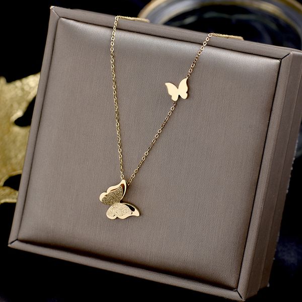 18k gold plated pendant necklace flat bottom solid butterfly classic chain the gift to women quality, Silver
18k gold plated pendant necklace flat bottom solid butterfly classic chain the gift to women quality, Silver